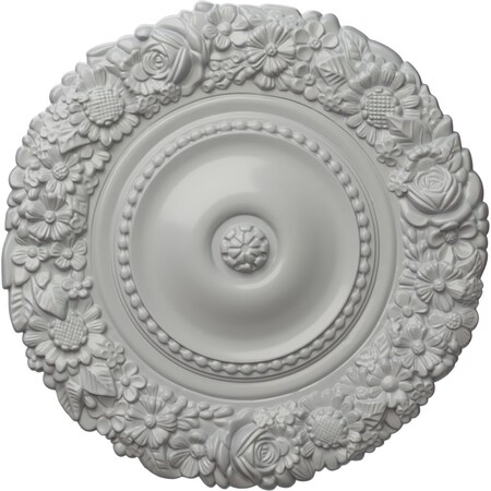 Ekena Millwork Marseille Ceiling Medallion (Fits Canopies up to 7 3/8"), Hand-Painted Frost, 21"OD x 2"P CM21MAFRF